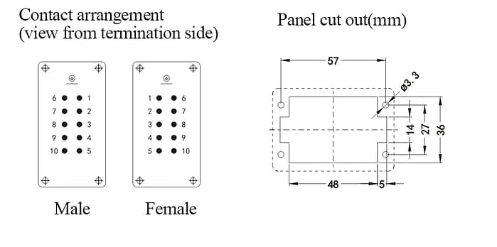 HE-010-MS HA-010-FS Male and Female 16A 500V 10+PE Cage clamp termination Connector 3 - WEIPU