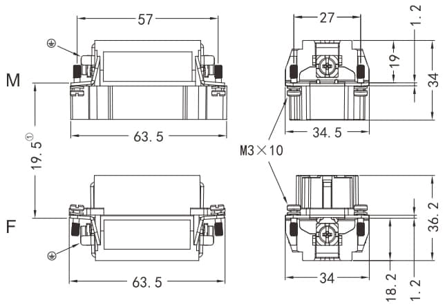 HEE-018-MC/FC Crimp termination Connector 16A 500V 18+PE 3 - WEIPU HEE-018-MC/FC Crimp termination Connector 16A 500V 18+PE 3 - WEIPU