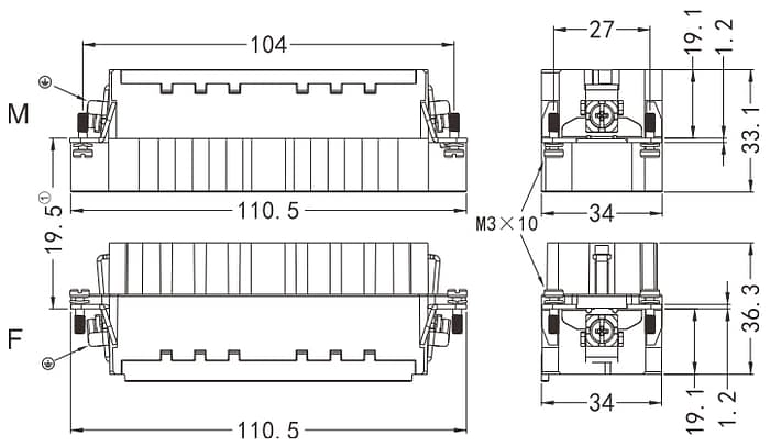 HEE-046-MC/FC Crimp termination Connector 16A 500V 46+PE 2 - WEIPU