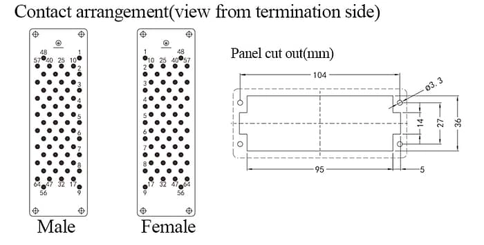 HEEE-064-MC/FC Crimp termination Connector 16A 500V 64+PE 4 - WEIPU