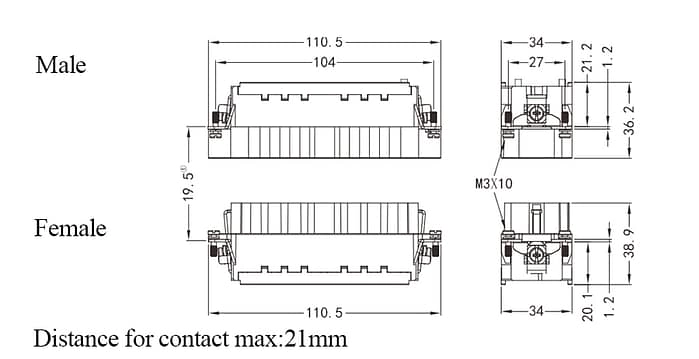 HEEE-128-MC/FC Crimp termination Connector 16A 500V 128+PE 4 - WEIPU HEEE-128-MC/FC Crimp termination Connector 16A 500V 128+PE 4 - WEIPU