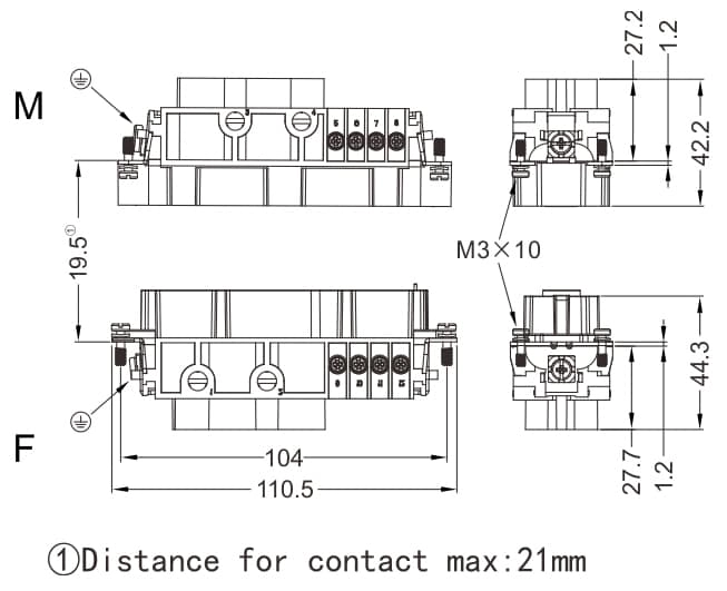 HK-004/8-M/F Crimp termination Connector 80A 400V 4+PE +8 Signal pin 16A 400V 3 - WEIPU HK-004/8-M/F Crimp termination Connector 80A 400V 4+PE +8 Signal pin 16A 400V 3 - WEIPU
