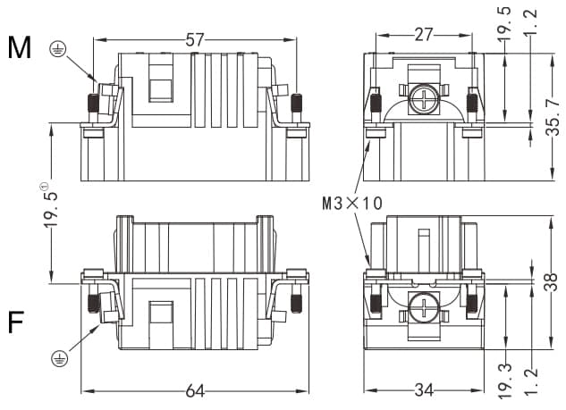 HK-008/24-M/F Crimp termination Connector 16A 230V 8+PE +24 Signal pin 10A 160V 3 - WEIPU