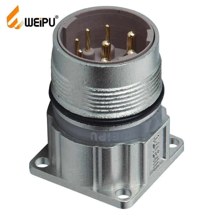 M23DJ-Z Male contact angled square flange receptacle IP67 2