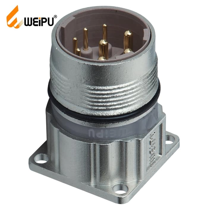 M23DJ-Z Male contact angled square flange receptacle IP67 2 - WEIPU