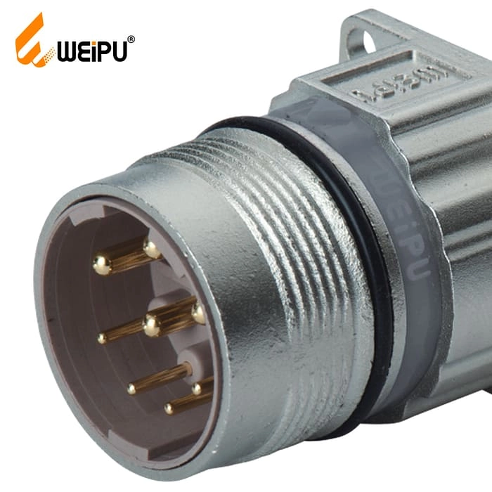 M23DJ-Z Male contact angled square flange receptacle IP67 3 - WEIPU