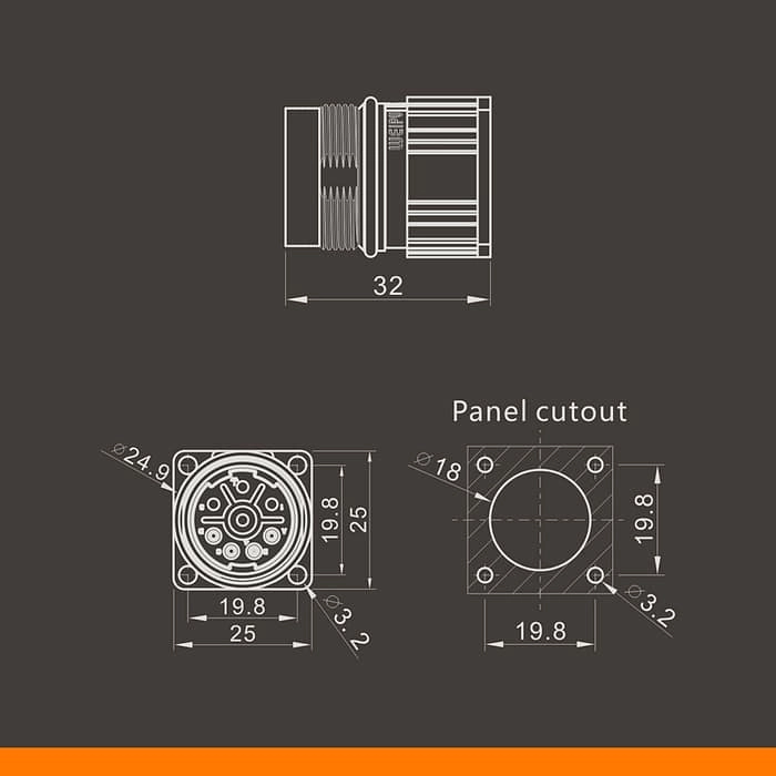 M23DJ-Z Male contact angled square flange receptacle IP67 4 - WEIPU