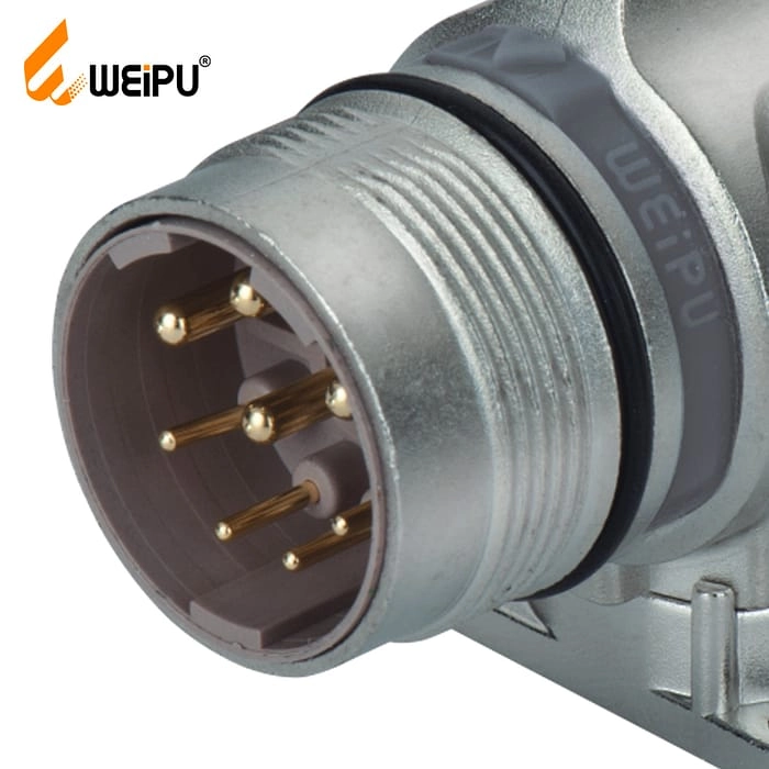 M23DJ-ZL Male contact angled square flange receptacle IP67 2 - WEIPU