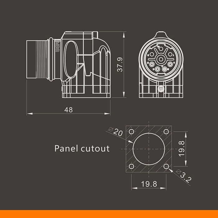 M23DJ-ZL Male contact angled square flange receptacle IP67 4 - WEIPU