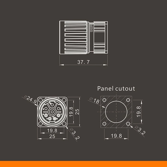 M23DK-Z Female contact square flange receptacle IP67 3 - WEIPU