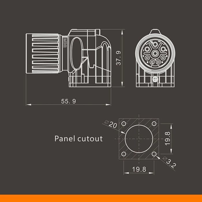 M23DK-ZL Female contact angled cable connector IP67 4 - WEIPU