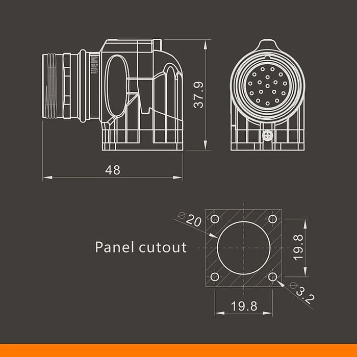 M23SJ_ZL Male contact angled square flange receptacle IP67 4 - WEIPU