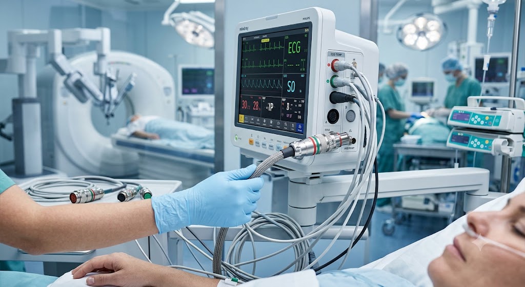 Medical circular connector ICU patient monitor surgical robot CT MRI diagnostic equipment application