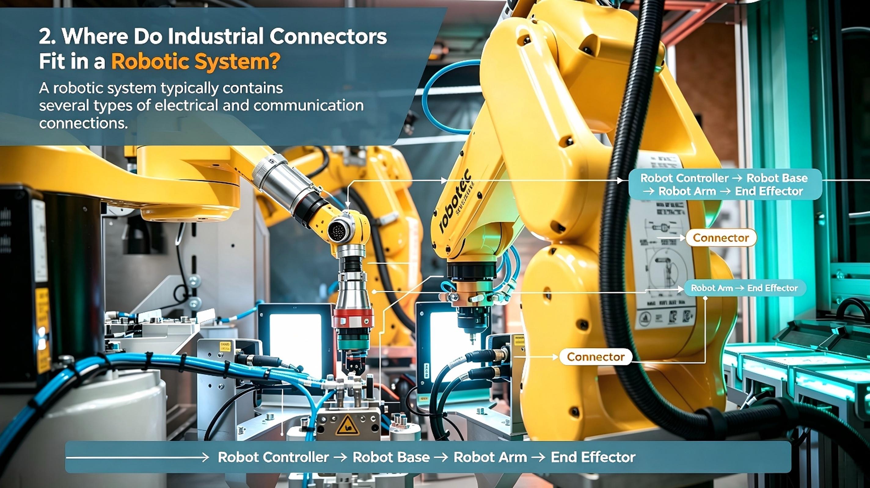 robotic system Industrial robot connectivity showing power signal data and control connections