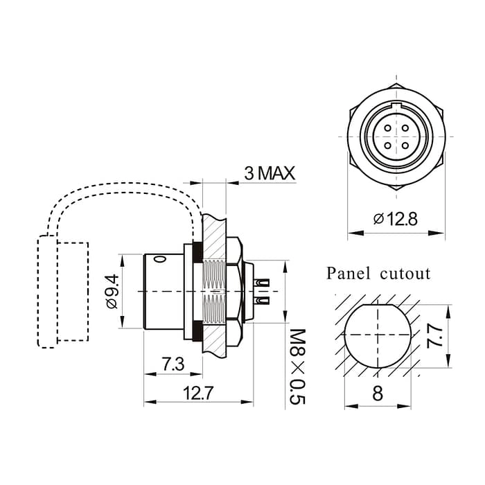 SA812/P SA812/S Rear-nut mount IP67 4 - WEIPU
