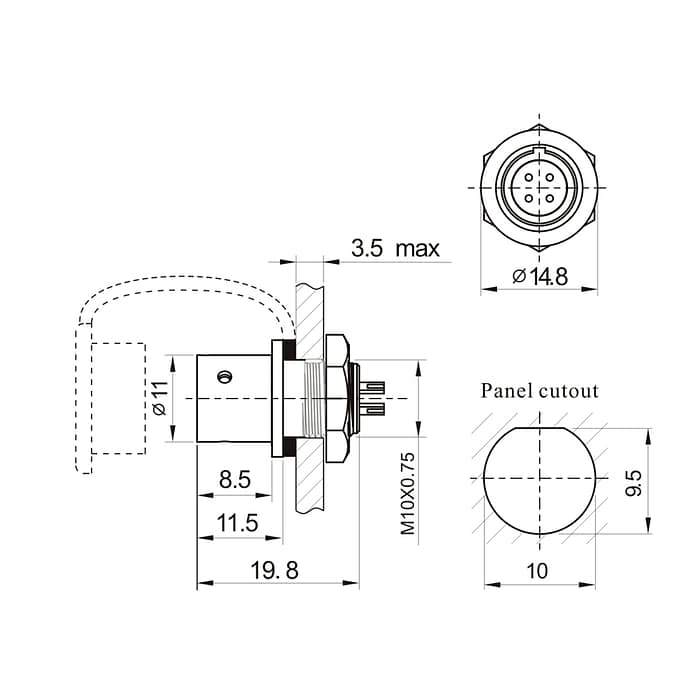SF1012/P SF1012/S Rear-nut mount IP67 4 - WEIPU