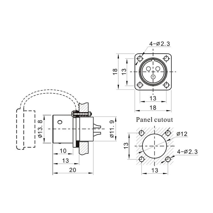 SF1213/P SF1213/S Square flange IP67 4 - WEIPU