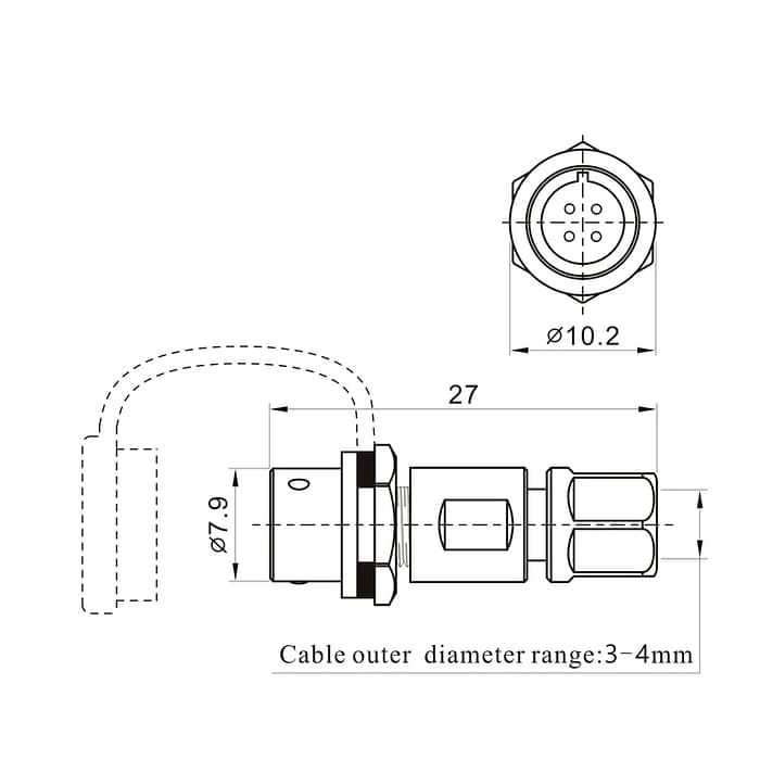 SF611B/P SF611B/S In-line cable connector IP67 4 - WEIPU