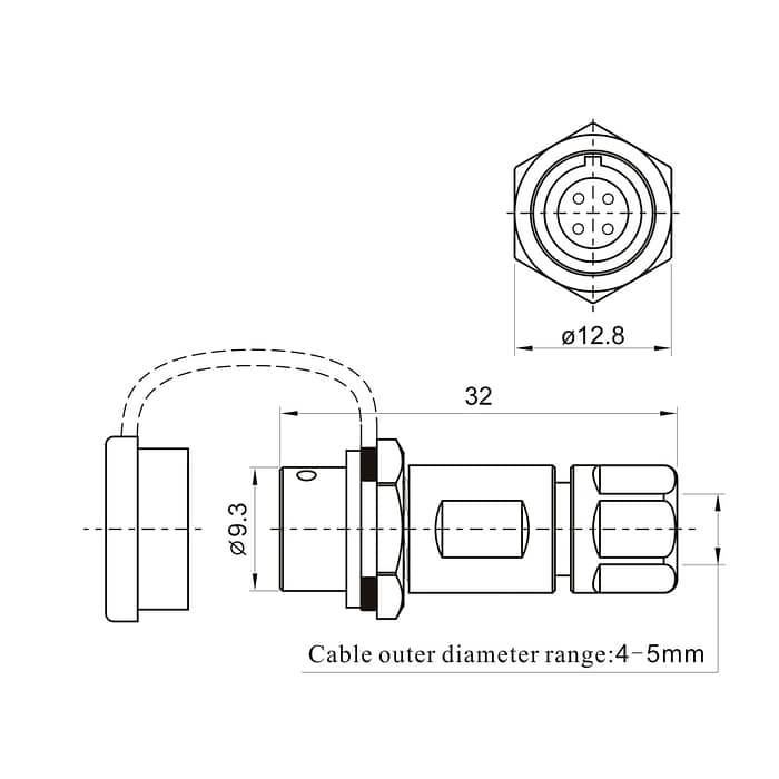 SF811B/P SF811B/S In-line cable connector IP67 4