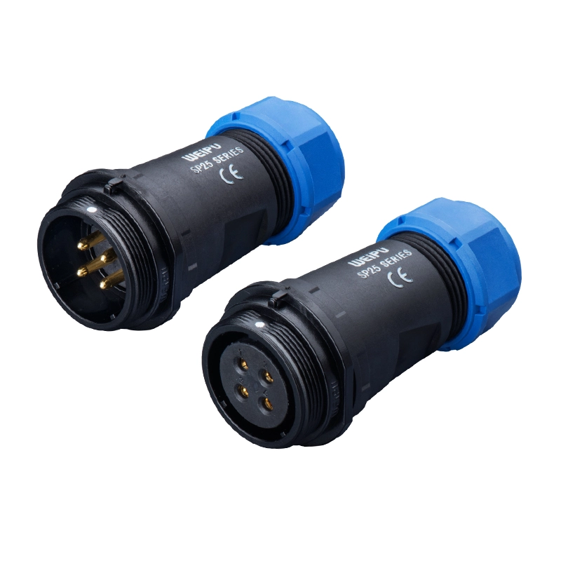 Weipu SP2511 paired waterproof circular industrial connector overview shot - WEIPU