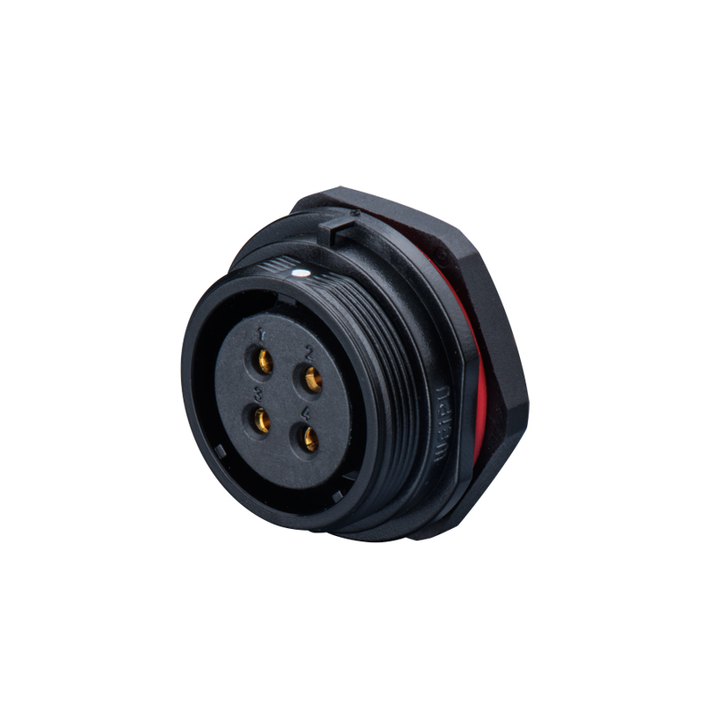 Weipu SP2512 IP rated panel mount circular connector close view