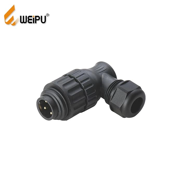 WA22J4TL2 3+PE male cable connector with angle back shell IP67 1 - WEIPU