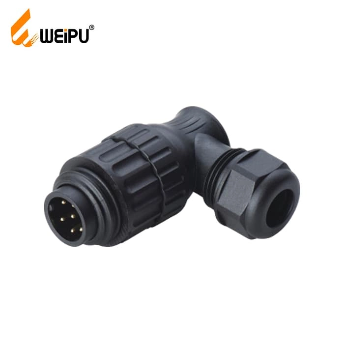 WA22J7TL1 6+PE male cable connector with angled back shell IP67 1 - WEIPU