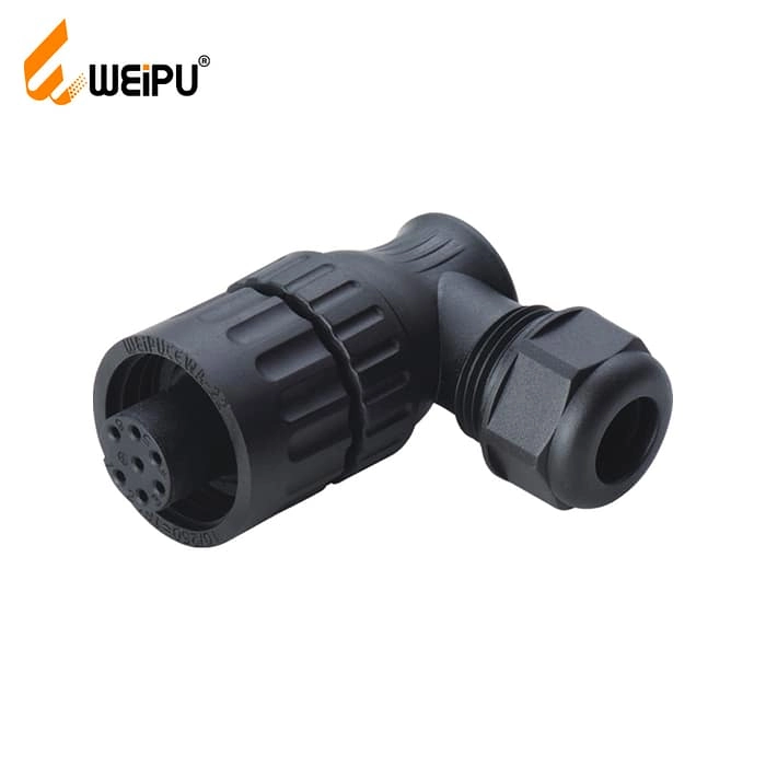 WA22K7TL1 6+PE female cable connector with angled back shell IP67 1 - WEIPU
