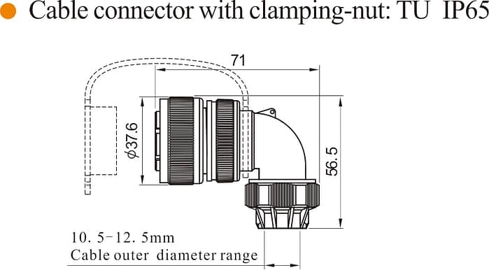 WD28-TU Cable connector with clamping-nut IP65 3 - WEIPU