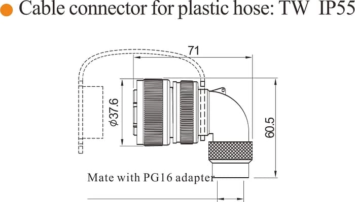 WD28-TW Cable connector with plastic hose IP65 3 - WEIPU