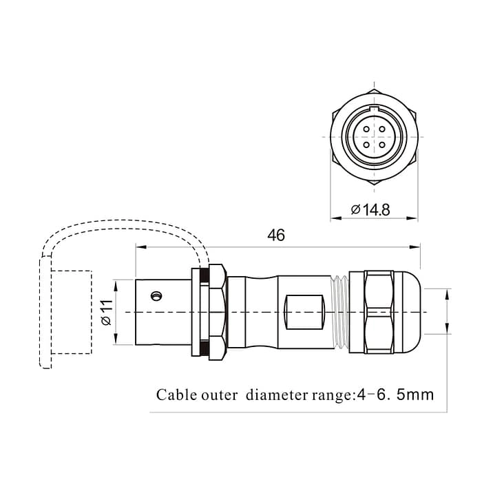 WEIPU SA1011P/S In-line Cable Connector 4 - WEIPU WEIPU SA1011P/S In-line Cable Connector 4 - WEIPU