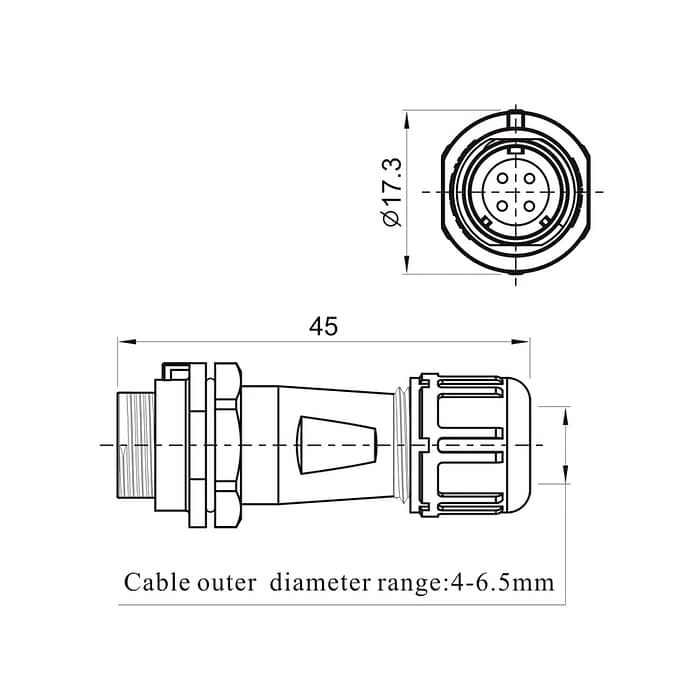 WEIPU SP1111P/S In-line Cable Connector IP68 4 - WEIPU