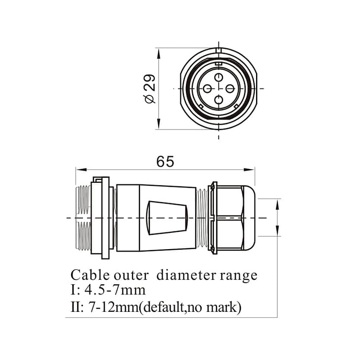 WEIPU SP2111P/S In-line Cable Connector IP68 4 - WEIPU