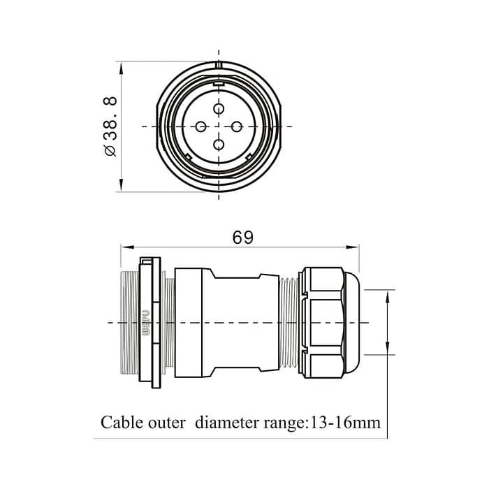 WEIPU SP2911P/S In-line cable connector IP68 4 - WEIPU