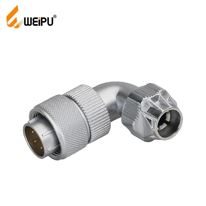 WF-TU Plug with angled back shell and metal clamping-nut 1 - WEIPU