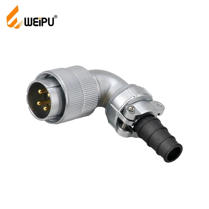 WF-TV Plug with angled back shell and cable clamping plates 1 - WEIPU