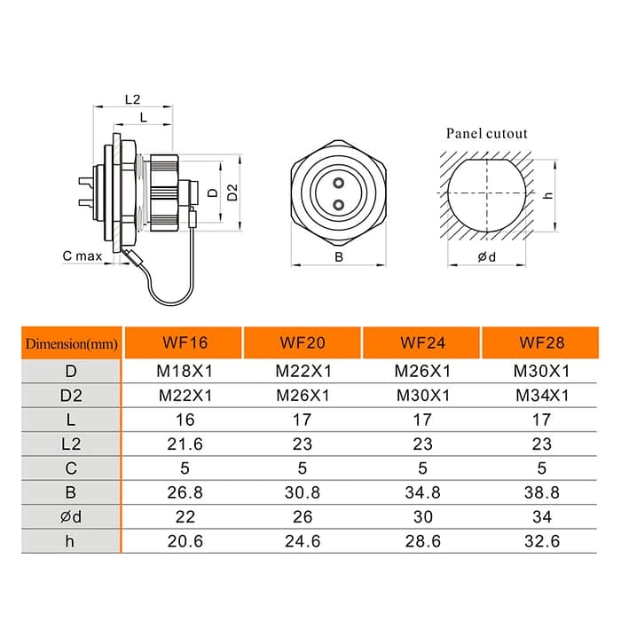 WF-ZMQ Series Front-nut-mount receptacle 3 - WEIPU