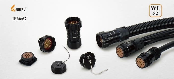 WL52K19Z Square flange female contact receptacle IP67 3 - WEIPU