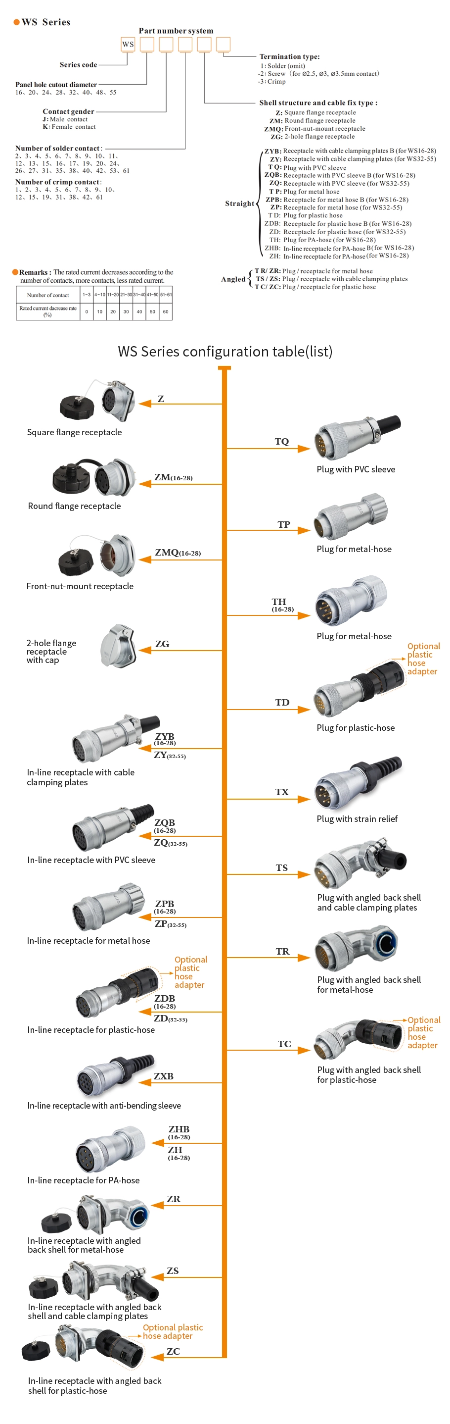 WS Series Configuration Table - WEIPU