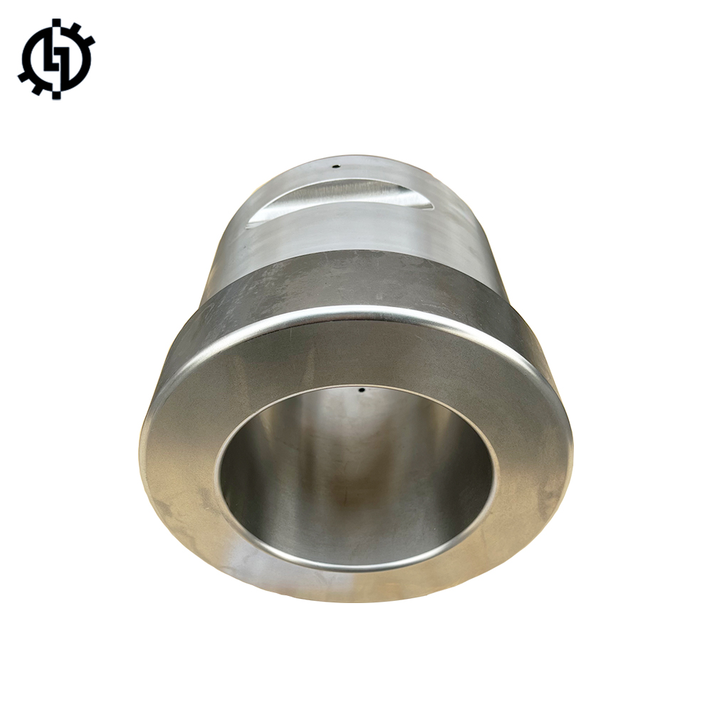 MTB255 Front Cover Silver metal industrial bushing with a cylindrical shape and a slightly wider top.