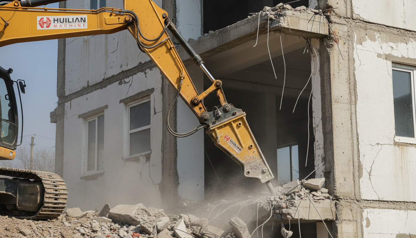 HUILIAN MACHINE side type breaker on an excavator