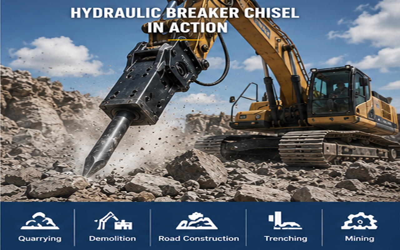 Hydraulic Breaker Chisel in Action