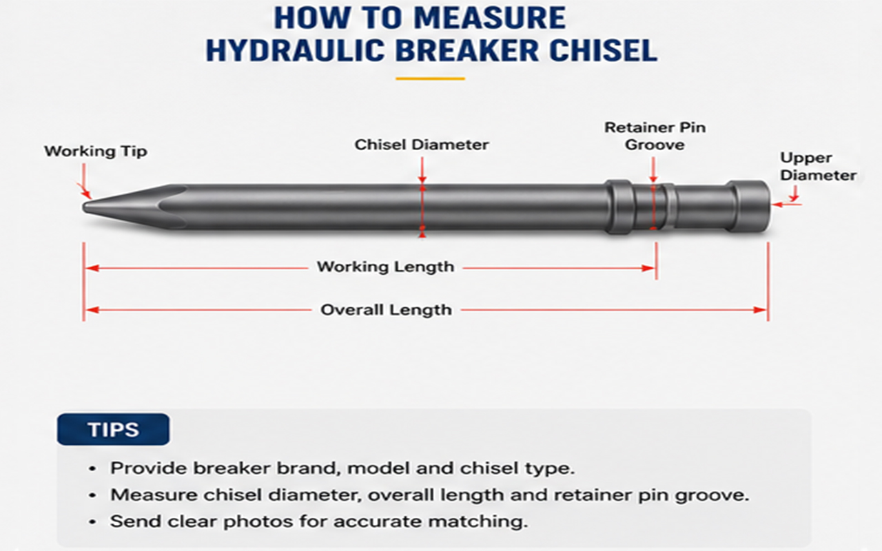 Hydraulic Breaker Chisel Measurement