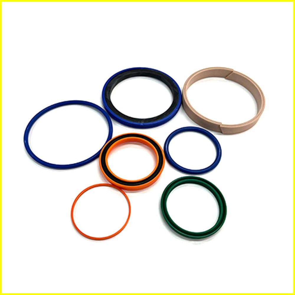 Assortment of colorful hydraulic seals in various sizes.