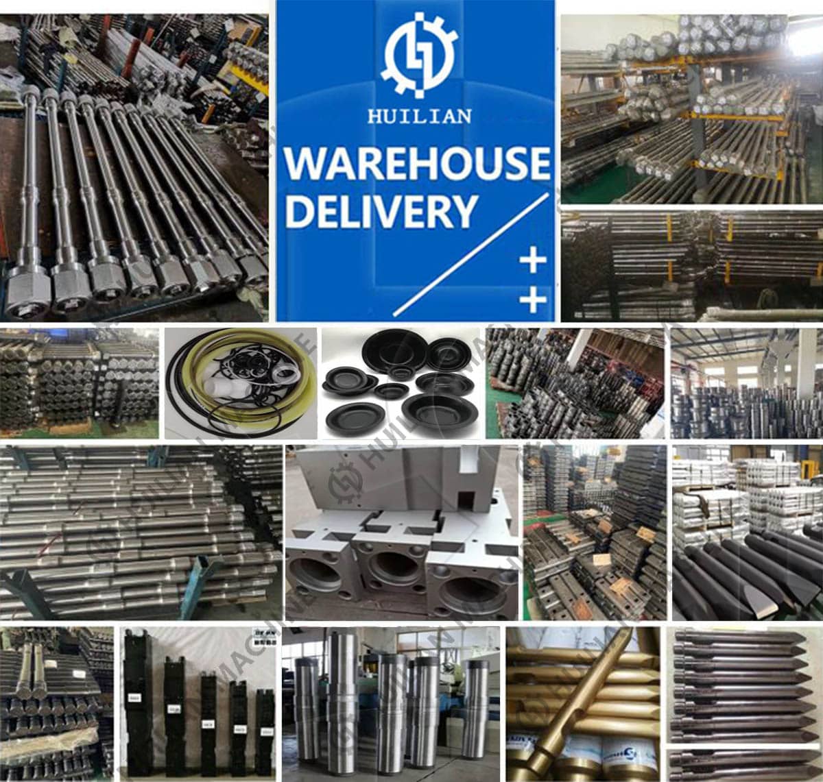Huilian warehouse stock of excavator hydraulic breaker hammer parts.