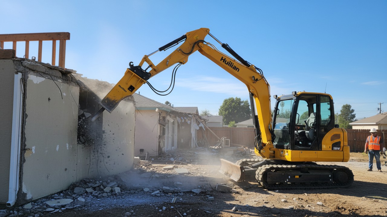 Mini Excavator with Correct Hydraulic Breaker Tonnage Match for Demolition