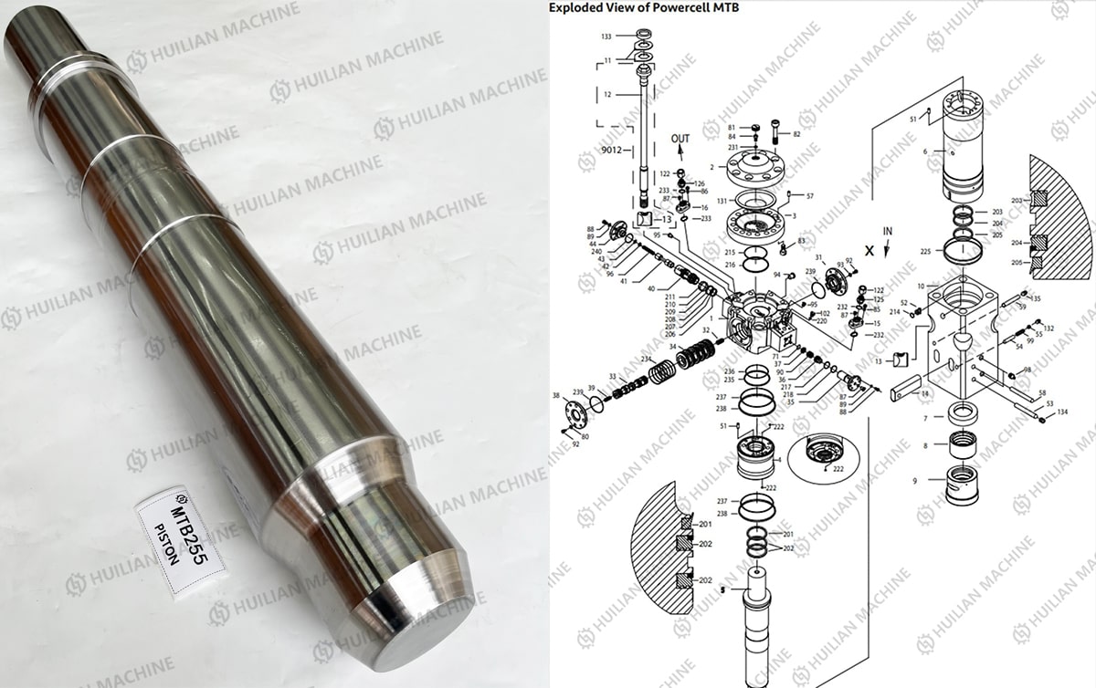 MTB255 excavator hydraulic rock hammer piston
