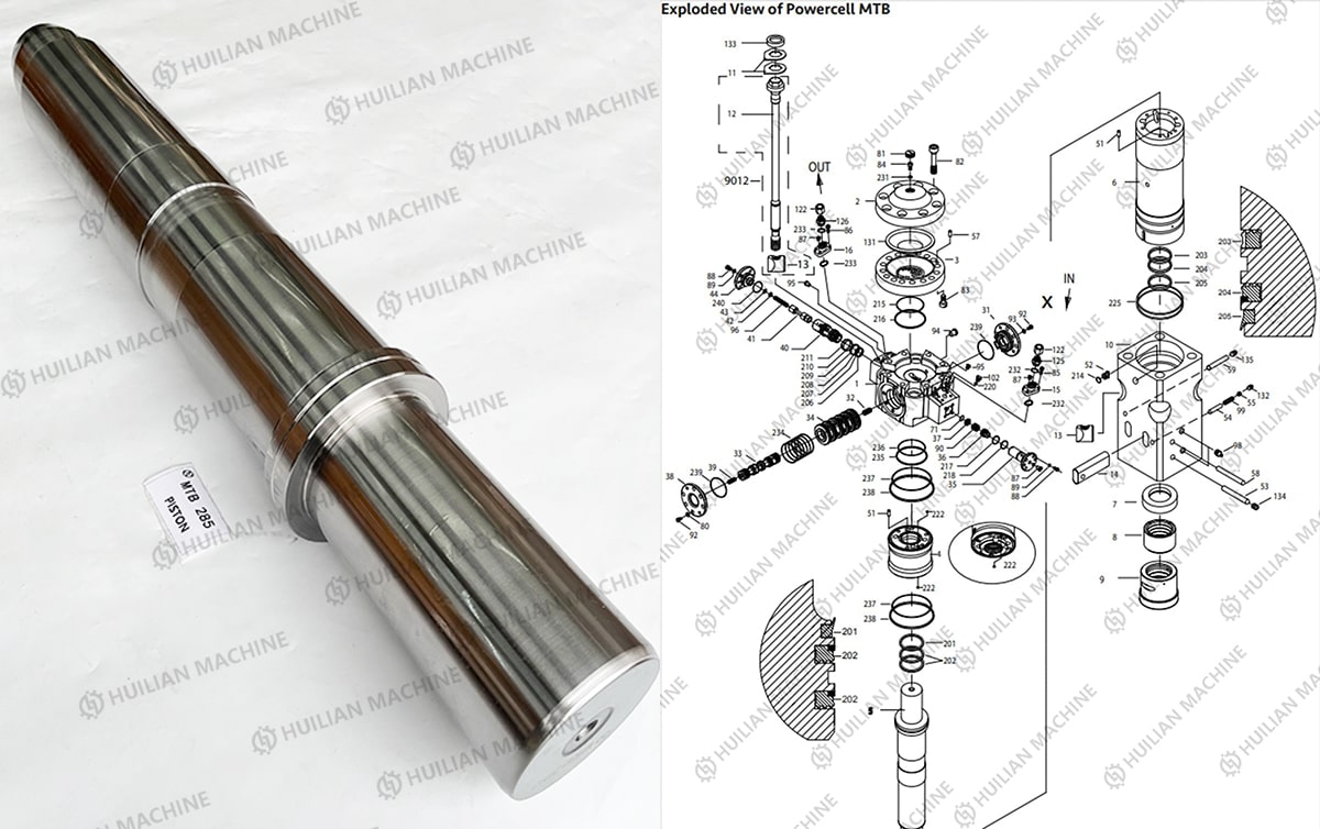 MTB285 excavator hydraulic rock breaker piston