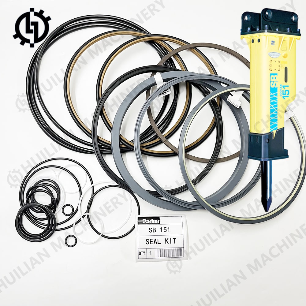Parker SB151 seal kit with hydraulic rock breaker hammer tool.