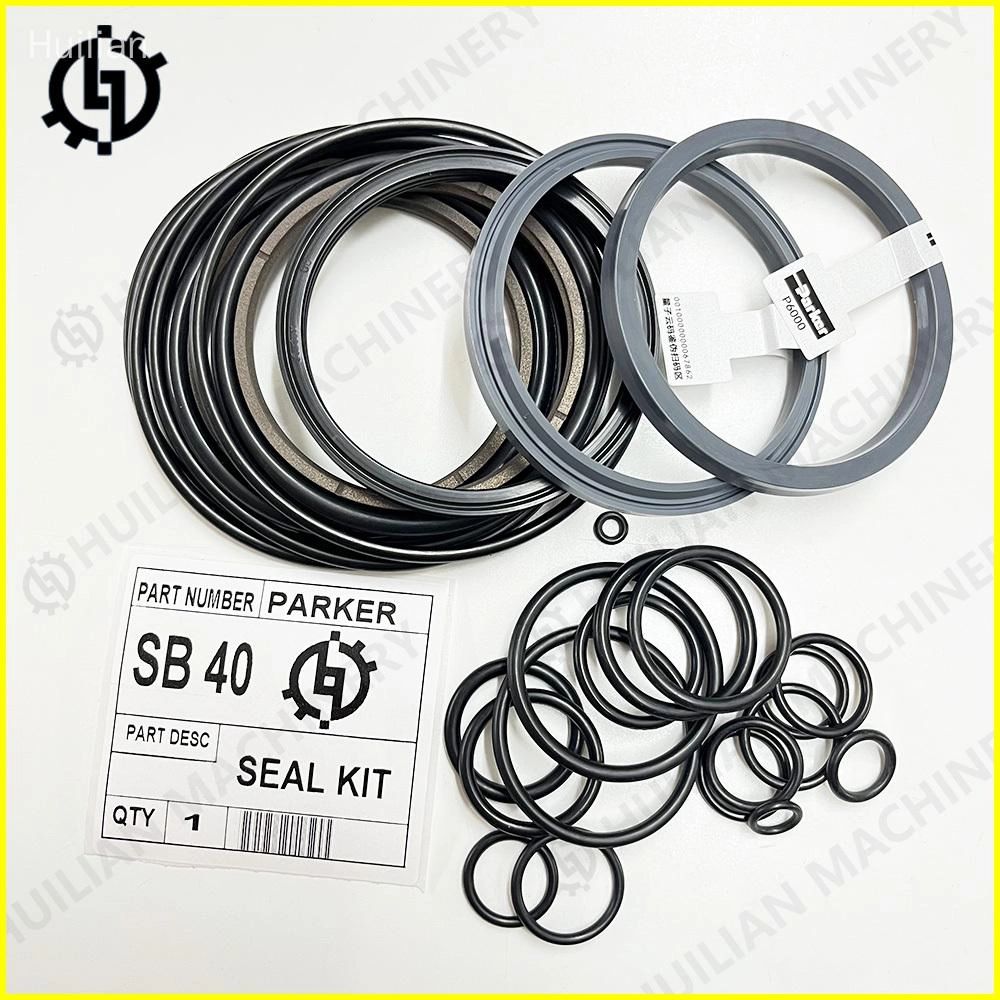 Parker SB 40 seal kit for soosan hydraulic hammer, including o-rings and seals.